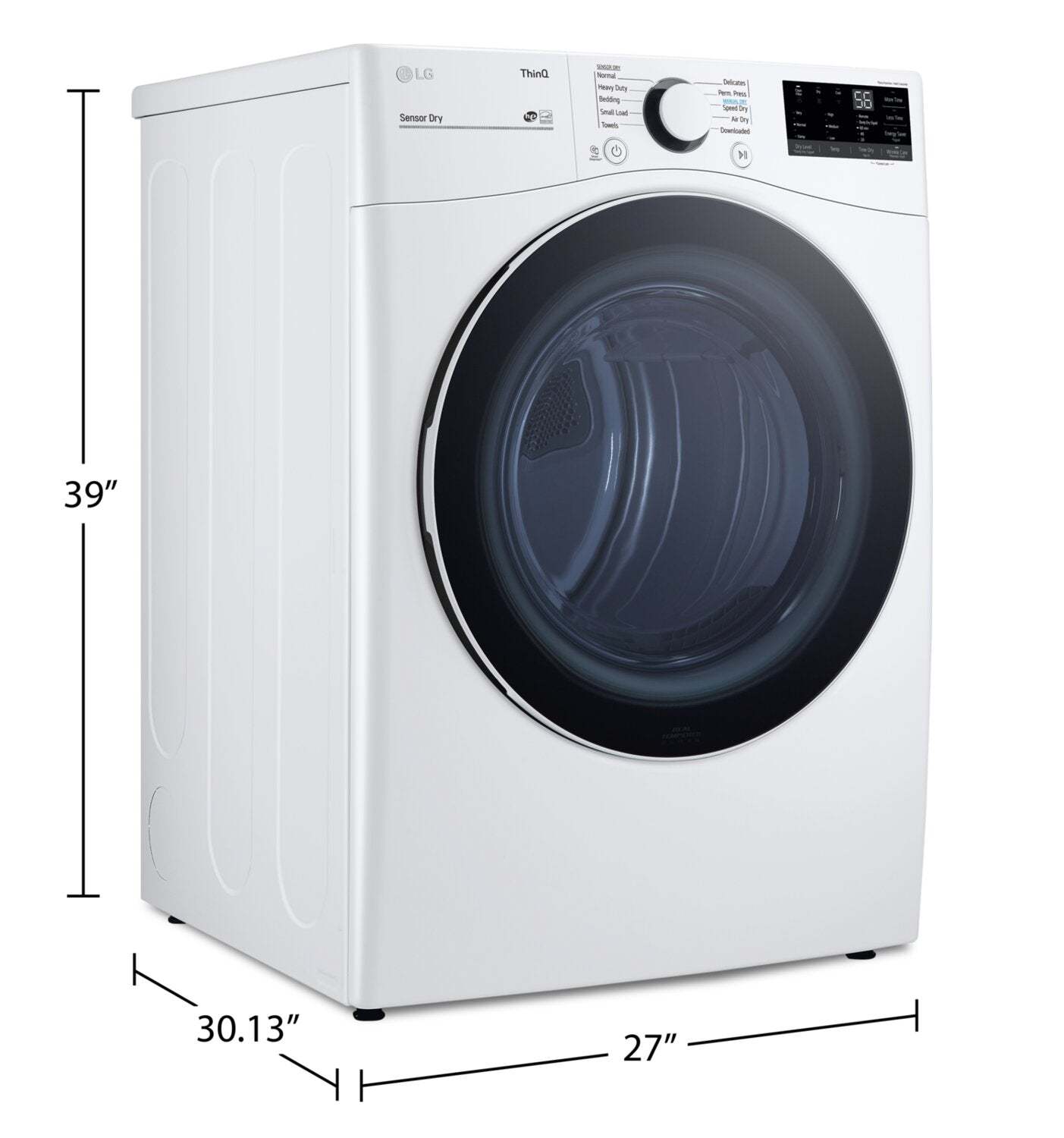 LG 7.4 Cu. Ft. Smart Electric Dryer - White - Stackable - DLE3600W | Sécheuse électrique intelligente LG de 7,4 pi³ - blanche - empilable - DLE3600W