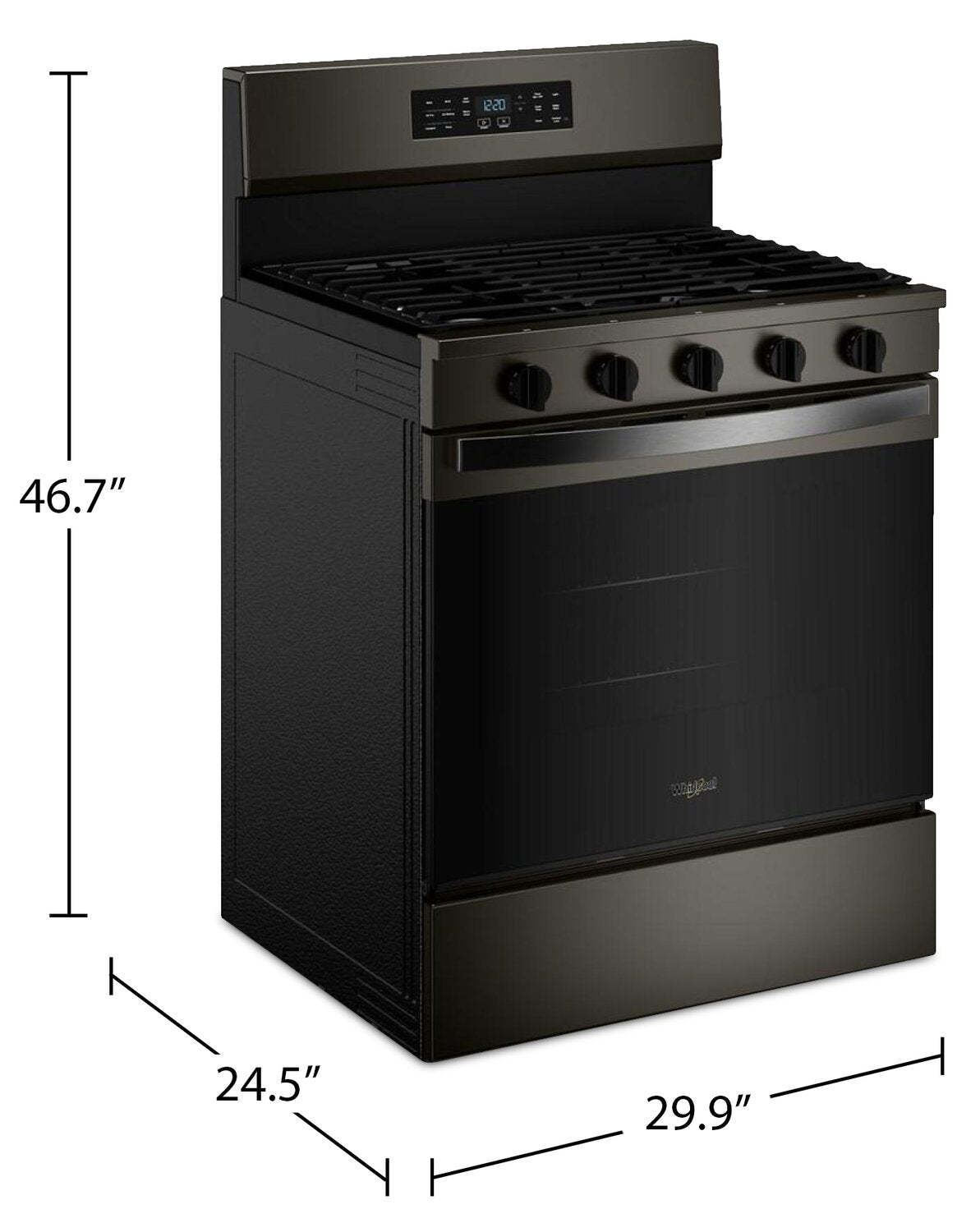 Cuisinière à gaz Whirlpool de 5,0 pi3 avec cuisson à air – noir sur acier inoxydable - WFGS5730SV