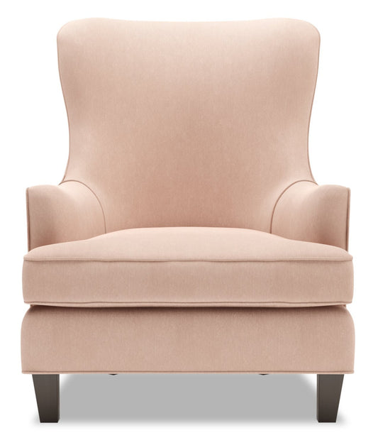 Made in Canada Sofa Lab Fauteuil d’appoint à oreilles personnalisable 32 po en tissu d’apparence lin - rose Pax Rose | Fauteuil d’appoint à oreilles de Sofa Lab de 32 po fabriqué au Canada en tissu d’apparence lin - rose Pax Rose | WING3249