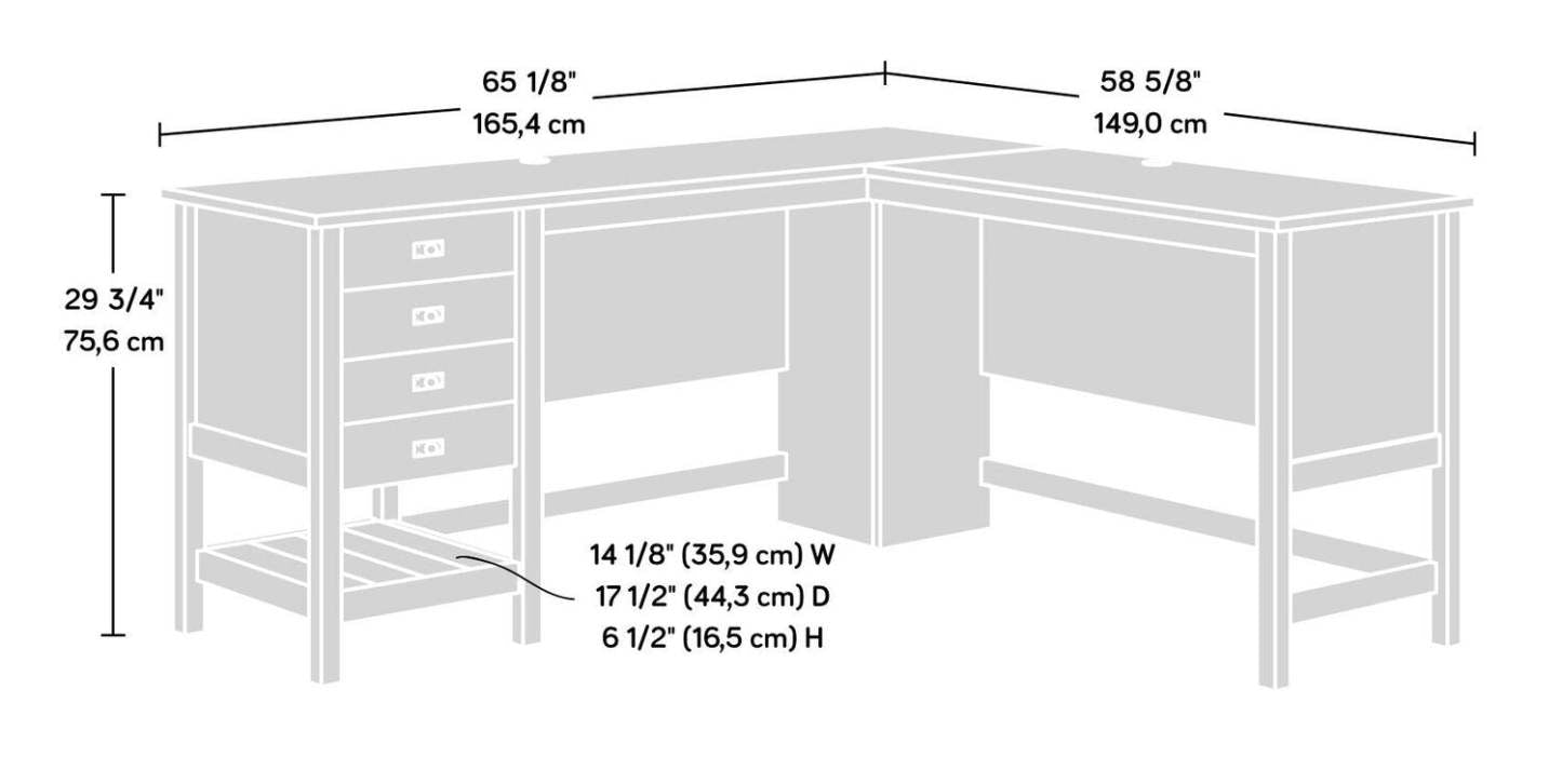 Joana 65.12 Bureau en forme de L - blanc doux | L-Shaped Office Desk Joana de 65,12 po - Soft White