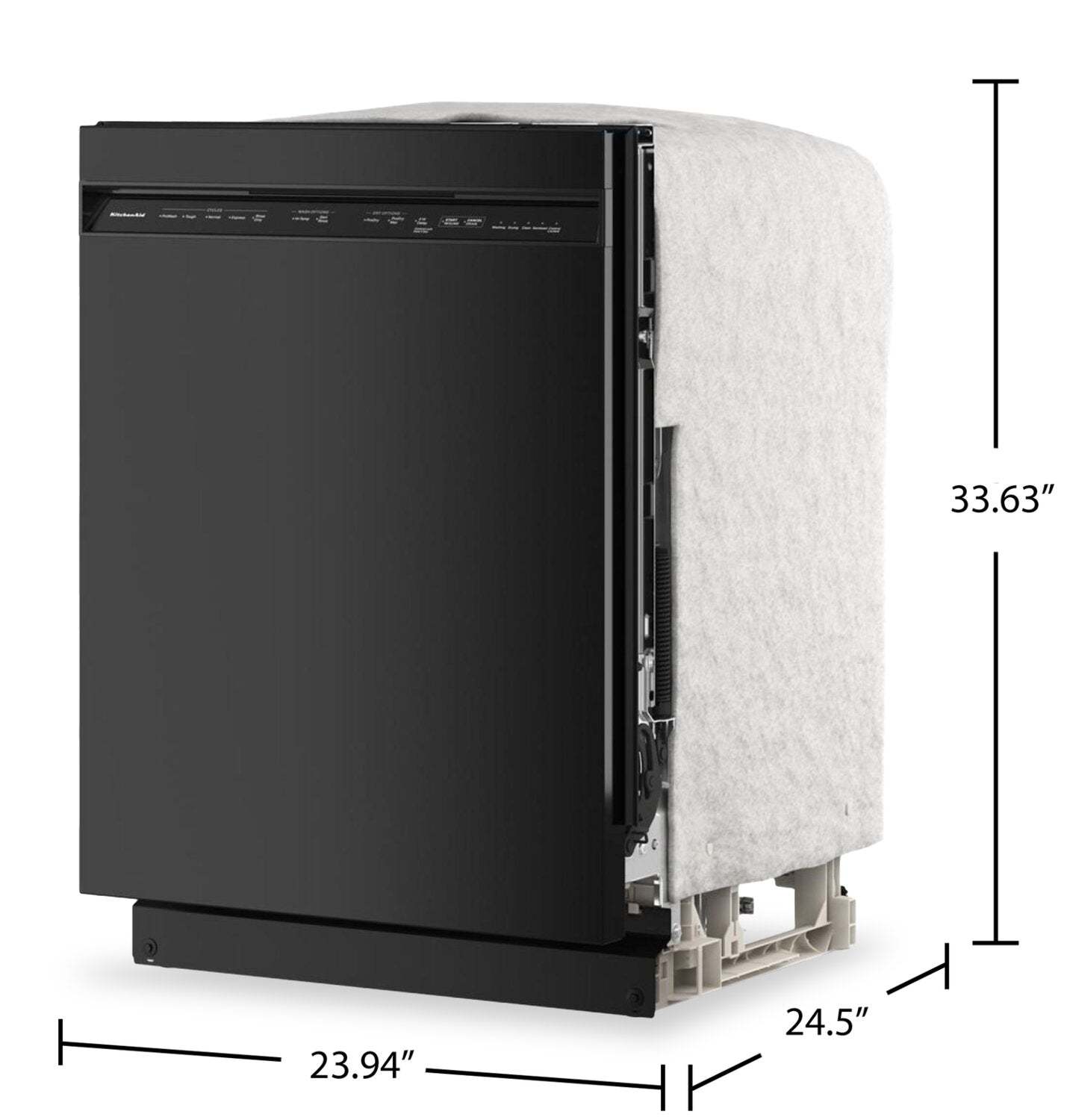 Lave-vaisselle KitchenAid de 24 po et de 47 dBA avec panier à ustensiles sur le troisième niveau - noir - KDFS224SBL