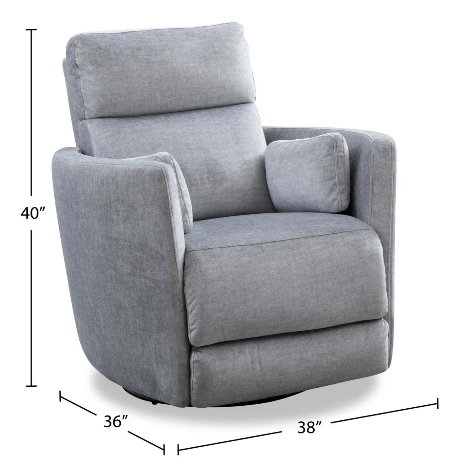 Fauteuil pivotant à inclinaison électrique Ember de 36 po en tissu - coton argenté