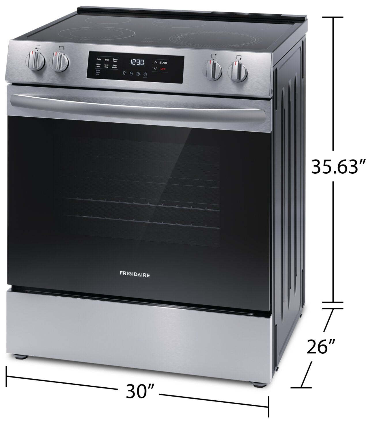 Cuisinière électrique Frigidaire de 5,3 pi³ avec élément EvenTemp™ et surface de cuisson à 5 éléments - Acier inoxydable…
