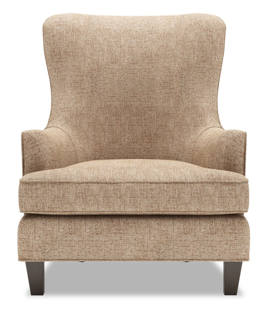 Fauteuil d'appoint à oreilles Sofa Lab personnalisable de 32 po en tissu de chenille fabriqué au Canada - taupe de luxe | AILE2893