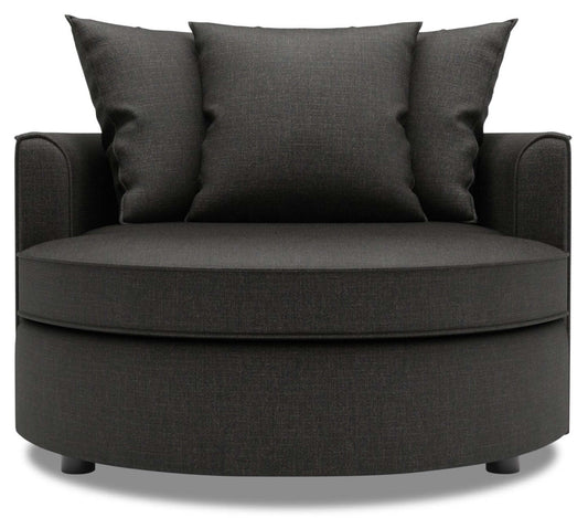 Fauteuil d'appoint enveloppant Sofa Lab de 48 po fabriqué au Canada en tissu d'apparence lin - gris Luna Kohl | CUDD2691