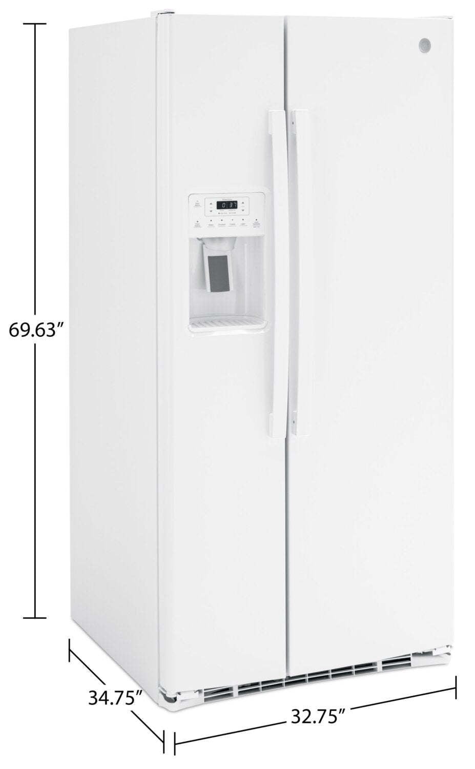 Réfrigérateur GE de 33 po et de 23,2 pi³ à compartiments juxtaposés - blanc - GSS23GGPWW | GE 33 23.2 Cu. Ft. Side-by-Side Refrigerator - White - GSS23GGPWW