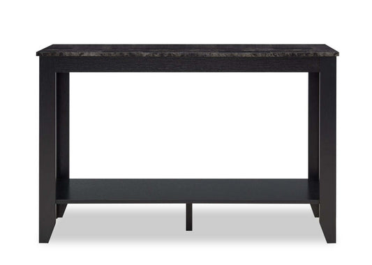 Roma 44 Rustic Sofa Table with Shelf - Table de salon rustique Roma de 44 po avec tablette - imitation de marbre noir