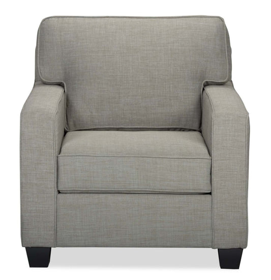 Made in Canada Sawyer 35 Linen-Look Fabric Chair with Reversible Cushions and Track Arms - Light Grey | Fauteuil Sawyer de 35 po fabriqué au Canada en tissu d’apparence lin avec coussins réversibles et accoudoirs rectilignes - gris clair