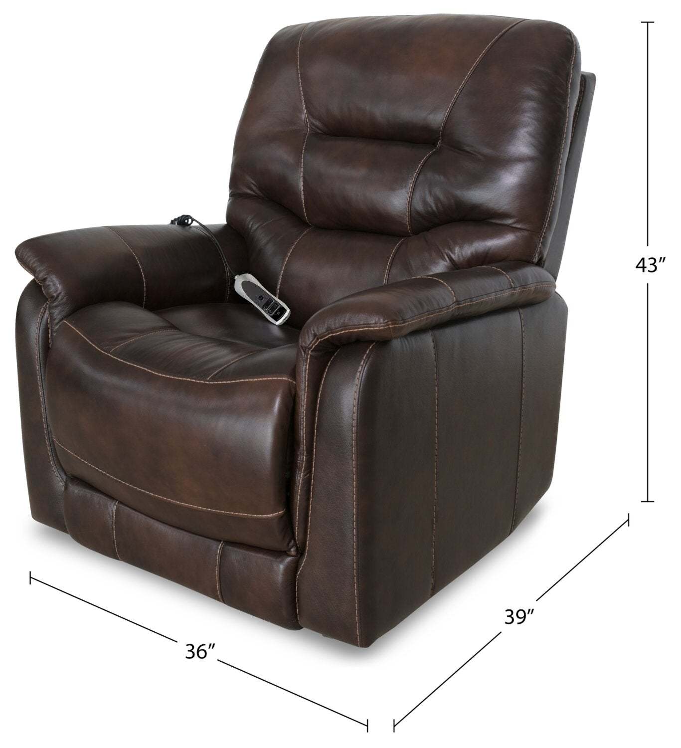 Parker 36 Fauteuil inclinable électrique à 3 positions en cuir véritable - brun | PARK2BLC