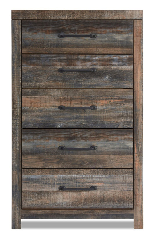 Commode de chambre Abby, 5 tiroirs, 31,7 L x 53,9 H - Marron | Commode verticale Abby de 31,7 po (L) x 53,9 po (H) à 5 tiroirs pour la chambre à coucher - brune