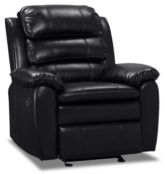 Adam 34.45 Fauteuil inclinable coulissant en tissu d'apparence cuir - Noir | Fauteuil coulissant inclinable Adam de 34,45 po en tissu d'apparence cuir - noir