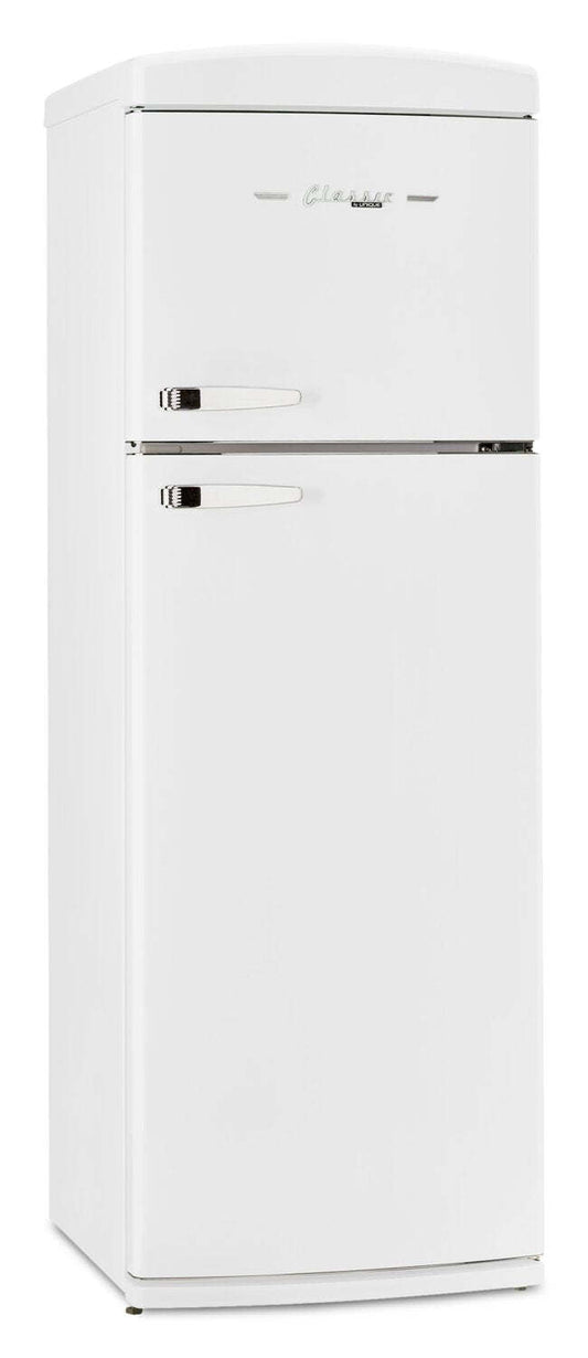 Unique Classique Rétro 24 11 Pi Cu. Réfrigérateur à congélateur supérieur – Blanc guimauve - UNQ-310L W TM | Réfrigérateur Classic Rétro d'Unique de 24 po et de 11 pi3 à congélateur supérieur - blanc guimauve - UNQ-310L W TM