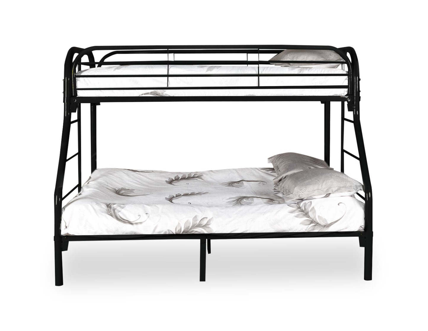 Lit superposé Logan avec échelles et garde-corps pour enfants, métal noir - simple/double | Lits superposés Logan pour enfants avec échelles et garde-corps, métal noir - simple et double