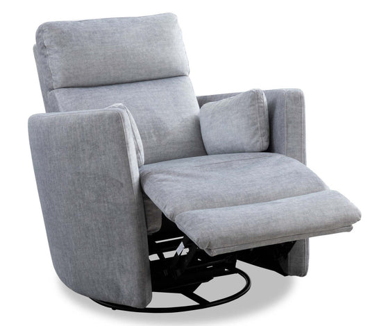 Fauteuil pivotant à inclinaison électrique Ember de 36 po en tissu - coton argenté