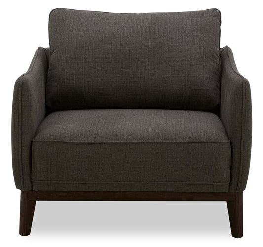 Fauteuil Gena de Cindy Crawford Home de 38,5 po en tissu d’apparence lin avec coussin de dossier amovible - gris anthracite