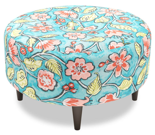 Fabriqué au Canada Sofa Lab personnalisable Pouf en tissu The Curve 31 - Malibu multicolore | Pouf The Curve de Sofa Lab de 31 po fabriqué au Canada en tissu - Malibu multicolore | CURV1144