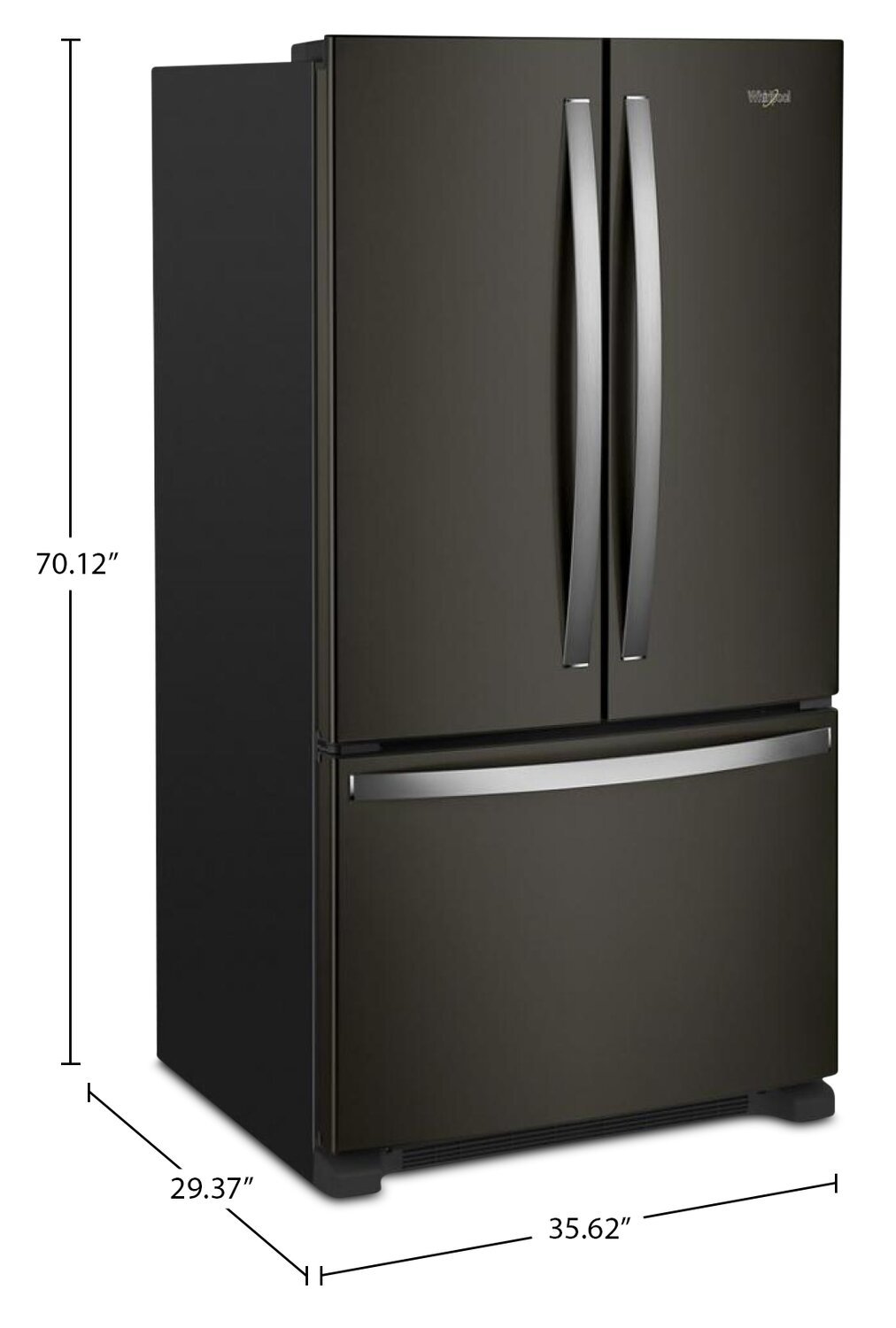 Whirlpool 36 20 pi3 Réfrigérateur de profondeur comptoir à portes françaises - acier inoxydable noir - WRFC2036RV | Réfrigérateur Whirlpool de 20 pi3 et de 36 po de profondeur comptoir à portes françaises - acier inoxydable noir - WRFC2036RV | WRFC20RV