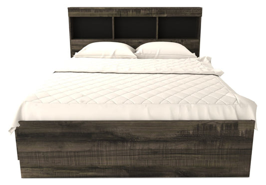 Ensemble de lit Riley Mates avec tête de lit bibliothèque pour enfants, fabriqué au Canada, gris - Pleine grandeur | Lit matelot Riley avec ensemble de tête de lit bibliothèque pour enfants, fabriqué au Canada, gris - format lit double