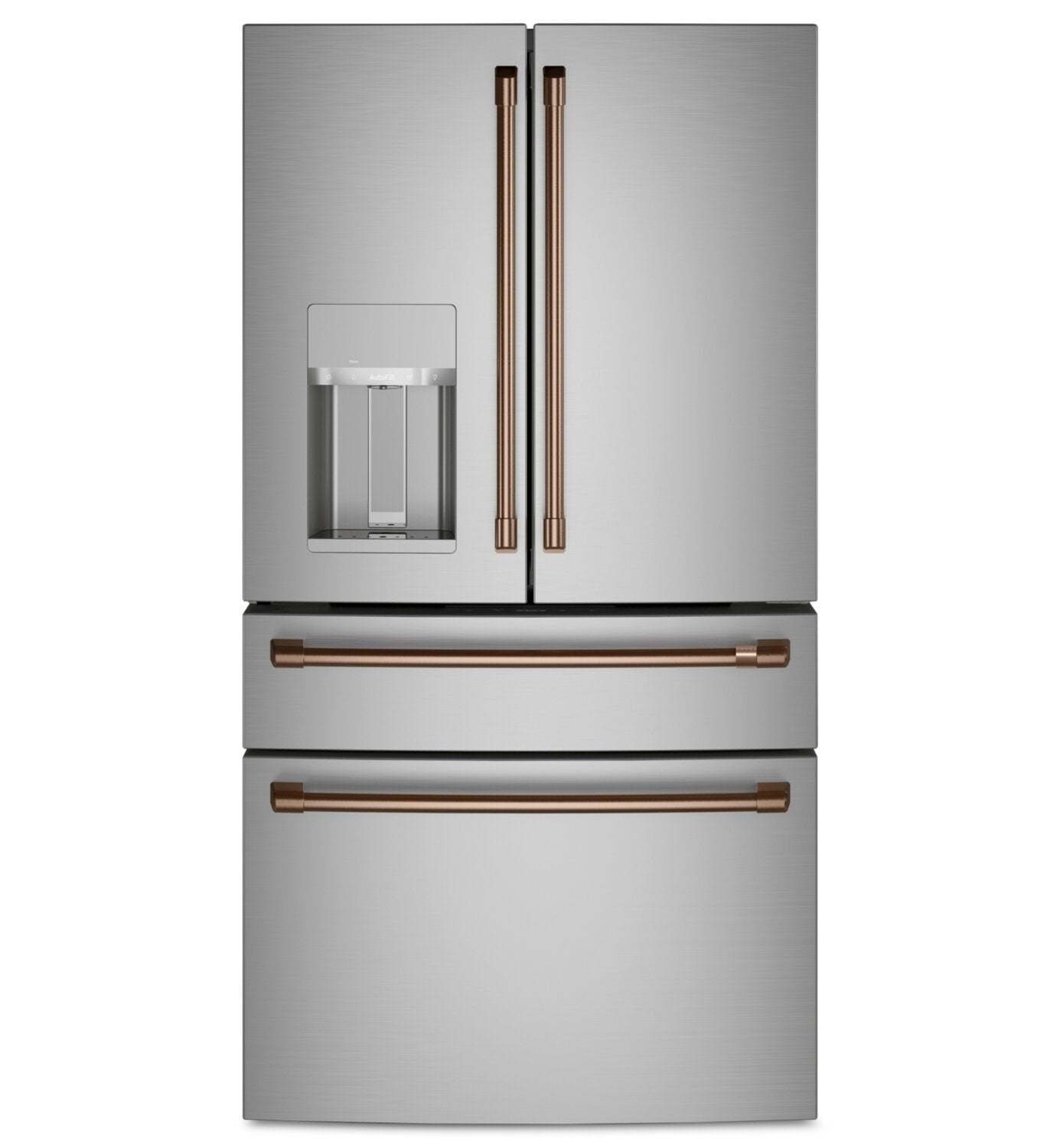 Café Ensemble de 4 poignées en cuivre brossé pour réfrigérateur à portes françaises - CXQB4H4PNCU | Trousse de poignées Café 4 pièces cuivre brossé pour réfrigérateur à portes françaises - CXQB4H4PNCU | CXQB4HCU