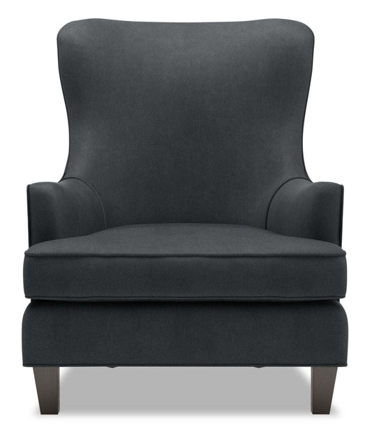 Fauteuil d'appoint à oreilles personnalisable Sofa Lab de 32 po fabriqué au Canada en tissu d'apparence lin - gris Pax Pepper | AILE2949