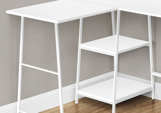 Evlin 42 L-Shaped Office Desk with Shelves - White|Bureau en forme de L Evlin de 42 po à tablettes - blanc