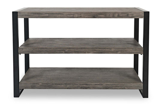 Apex 50 Modern Sofa Table with Shelf - Grey with Black Metal Legs|Table de salon moderne Apex 50 po avec tablette - grise avec pattes en métal noir