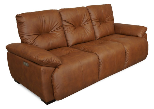 Bello 91.7 Leather-Look Fabric Power Reclining Sofa - Brown | Sofa à inclinaison électrique Bello de 91,7 po en tissu d’apparence cuir - brun