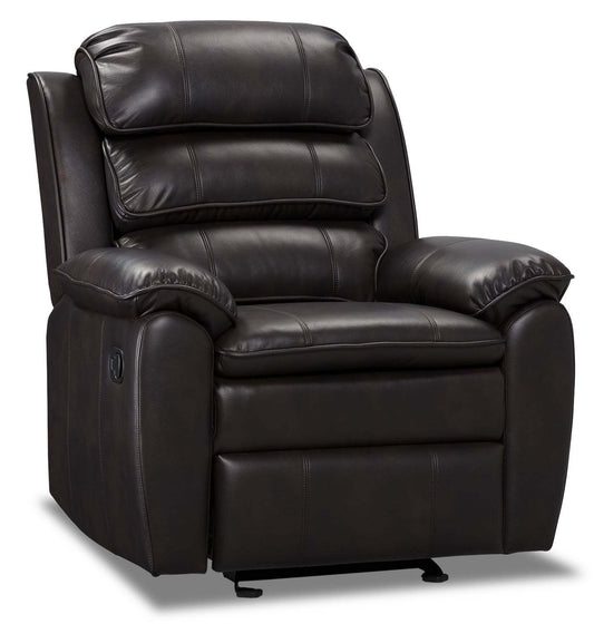 Adam 34.45 Fauteuil inclinable coulissant en tissu d'apparence cuir marron | Fauteuil coulissant inclinable Adam de 34,45 po en tissu d'apparence cuir brun
