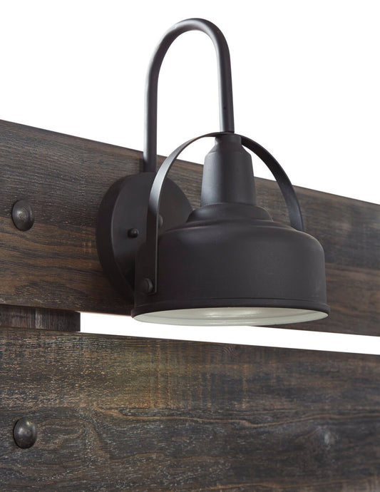 Tête de lit à panneau Abby avec lumière LED et ports USB pour enfants, marron - Taille simple | Tête de lit à panneau Abby avec éclairage à DEL et ports USB, brune - format allumé simple