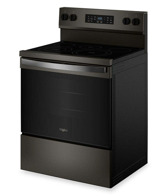 Cuisinière électrique Whirlpool de 5,3 pi3 avec cuisson à air – noir sur acier inoxydable - YWFES5730SV | Bain à remous 5,3 Cu. Fort. Cuisinière électrique avec cuisson à l'air - Noir sur acier inoxydable - YWFES5730SV