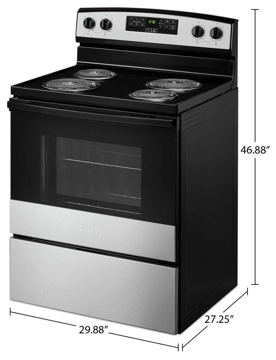 Amana 4,8 Cu. Fort. Cuisinière électrique - Acier inoxydable - YACR4303MMS | Cuisinière électrique Amana de 4,8 pi³ - acier inoxydable - YACR4303MMS