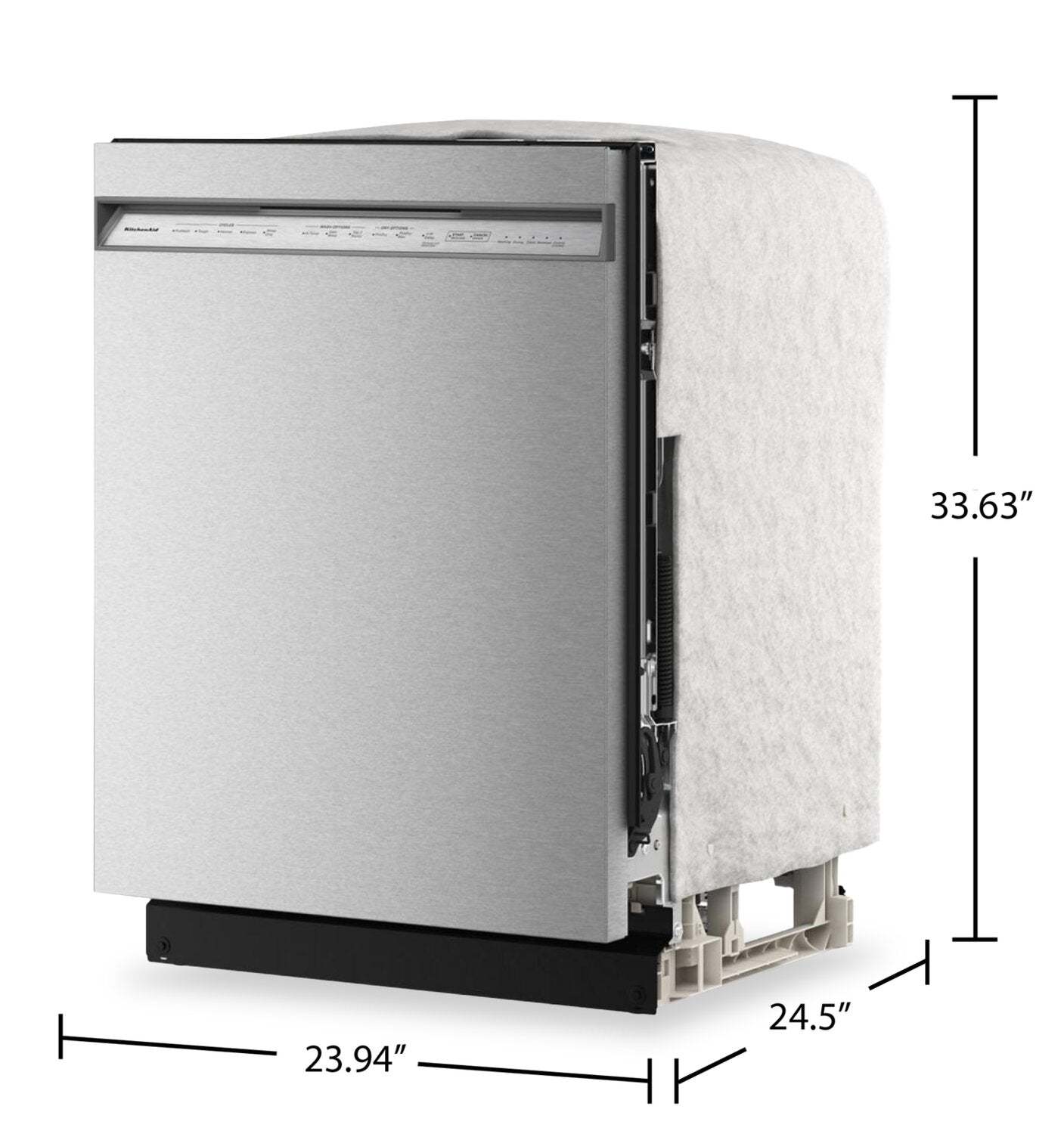 Lave-vaisselle KitchenAid de 24 po et de 41 dBA avec 3e panier à jets - acier inoxydable avec fini PrintShieldMC - KDFS324SPS