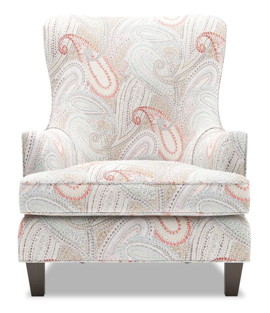 Fauteuil d’appoint à oreilles Sofa Lab personnalisable de 32 po fabriqué au Canada en tissu - Eden multicolore | WING1834