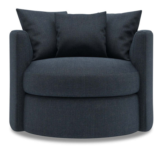 Fabriqué au Canada Sofa Lab Fauteuil d'appoint pivotant personnalisable Nest 41 en tissu d'apparence lin - bleu Luna Sailor | NID2491