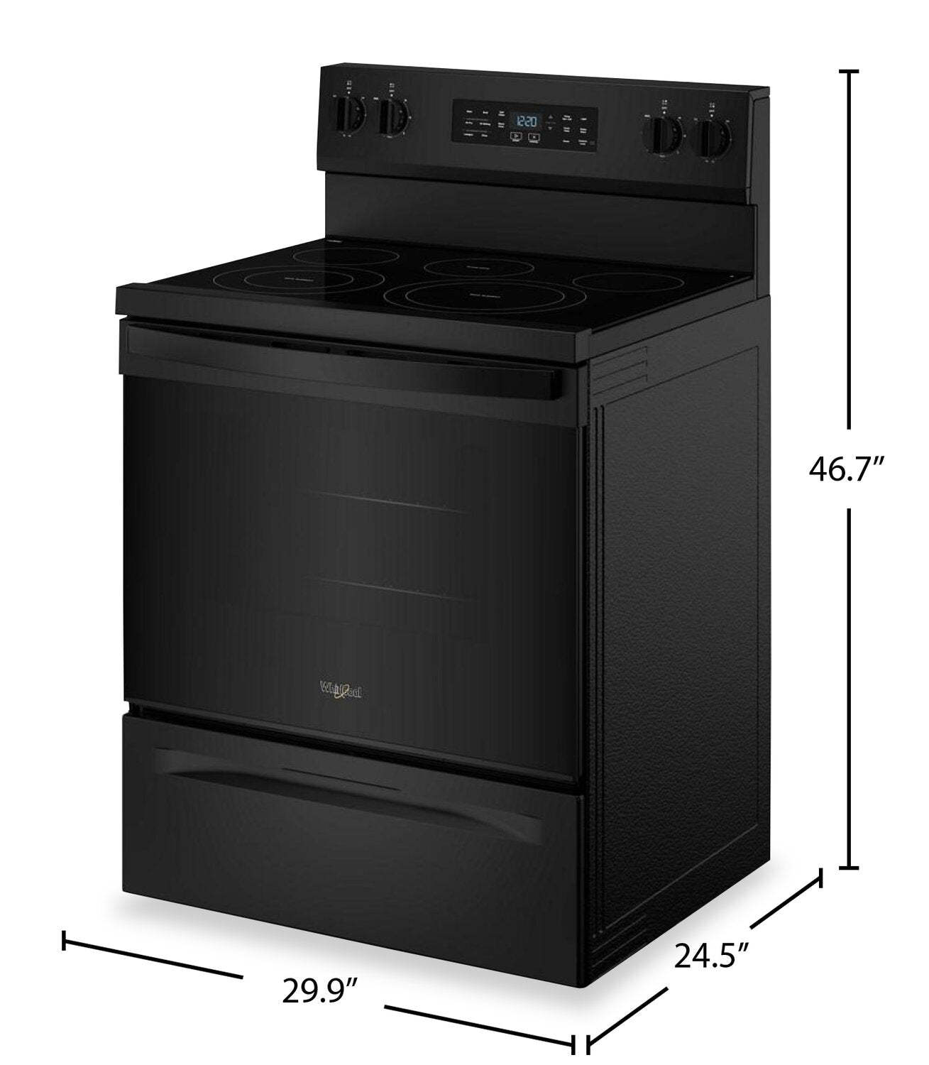 Cuisinière électrique Whirlpool de 5,3 pi3 avec cuisson à air – noire - YWFES5730SB