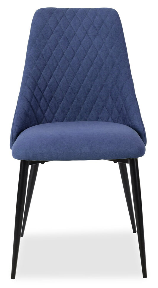 Chaise de salle à manger Miya avec tissu polyester, métal - Bleu marine | Chaise de salle à manger Miya en tissu de polyester et en métal - bleu marine