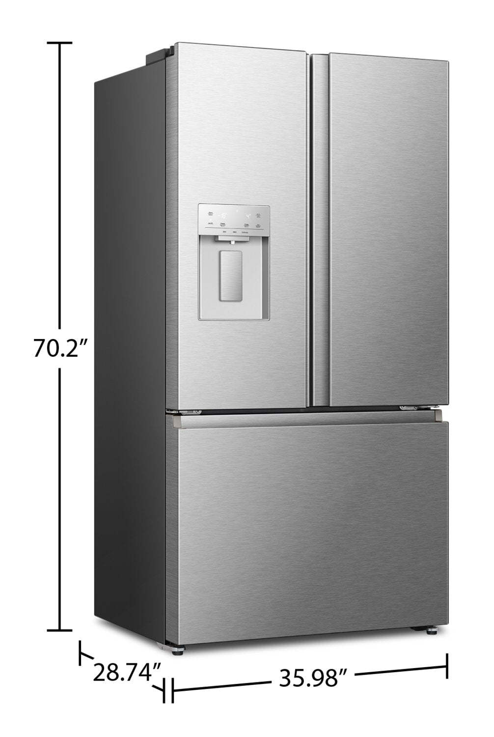 Réfrigérateur Hisense de 36 po et de 22,4 pi³ à portes françaises - acier inoxydable - RF225C3CSEI | Hisense 36 22.4 Cu. Ft. French-Door Refrigerator - Stainless Steel - RF225C3CSEI