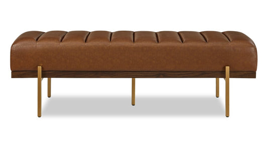 Linden 55 Faux Leather Bench - Brown | Banc Linden de 55 po en similicuir - brun