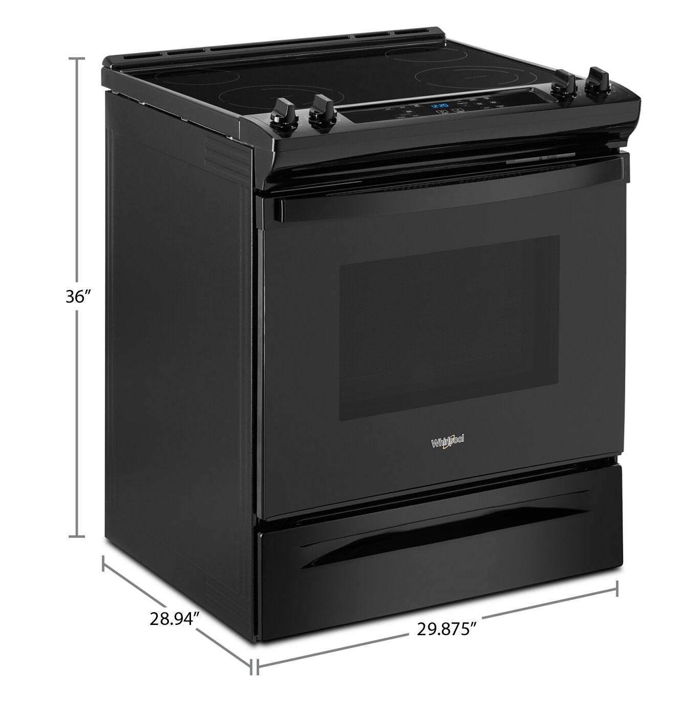 Cuisinière électrique Whirlpool de 4,8 pi³ avec nettoyage automatique - noire - YWEE515S0LB | Bain à remous 4,8 Cu. Fort. Cuisinière électrique avec autonettoyage - Noir - YWEE515S0LB