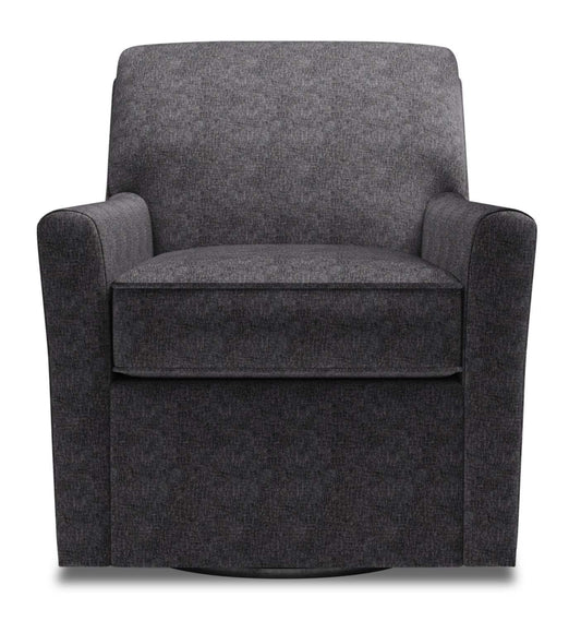 Fauteuil d'appoint pivotant personnalisable Sofa Lab de 31 po fabriqué au Canada en tissu de chenille - gris Luxury Charcoal | SWIV2993