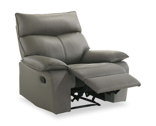 Matteo 42 Genuine Leather Reclining Chair - Aviarah Grey | Fauteuil inclinable Matteo de 42 po en cuir véritable - gris Aviarah