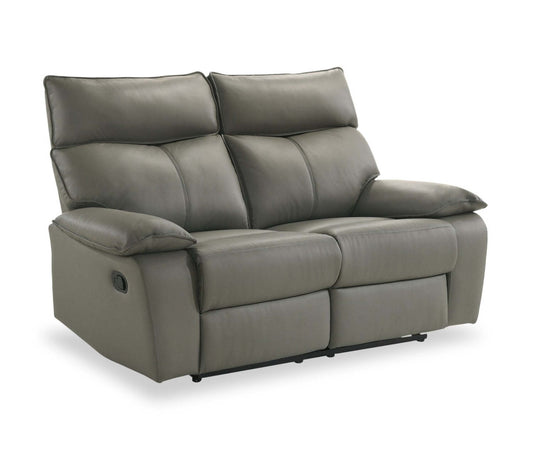 Matteo 64 Genuine Leather Reclining Loveseat - Aviarah Grey | Causeuse inclinable Matteo de 64 po en cuir véritable - gris Aviarah