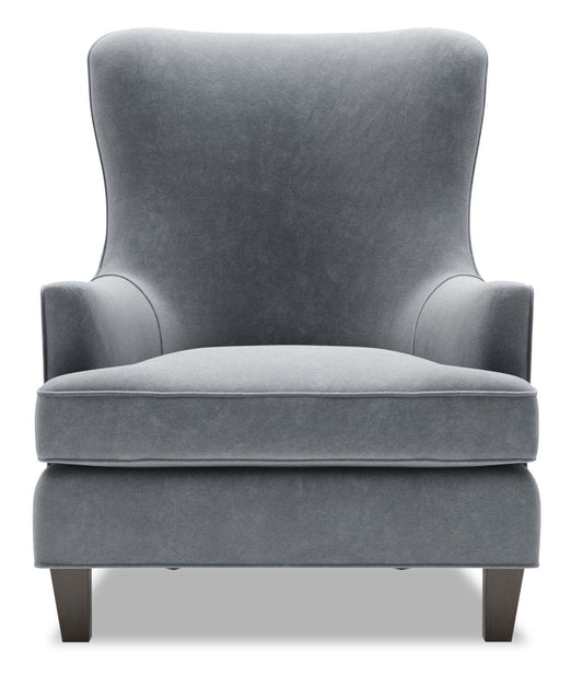 Fauteuil d’appoint à oreilles Sofa Lab personnalisable de 32 po en tissu de velours - gris | Made in Canada Sofa Lab Customizable Wingback 32 Velvet Fabric Accent Chair - Grey | WING2888