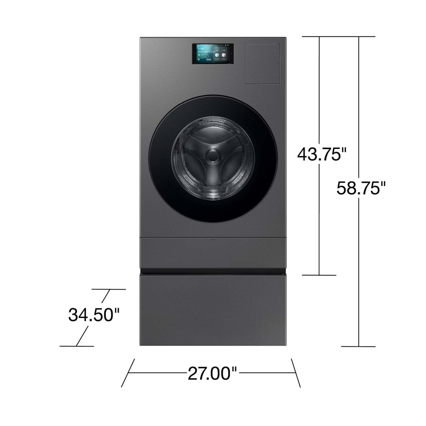 Piédestal Samsung Bespoke AI Laundry Combo™ avec tiroir de rangement - Acier foncé - WE702NZ/US | Piédestal pour laveuse-sécheuse IA Laundry ComboMC Bespoke de Samsung avec tiroir de rangement - WE702NZ/US | WE702NZS