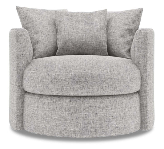 Fauteuil d’appoint pivotant Nest de Sofa Lab de 41 po fabriqué au Canada en tissu d’apparence lin - gris Luna Domino | NEST2191