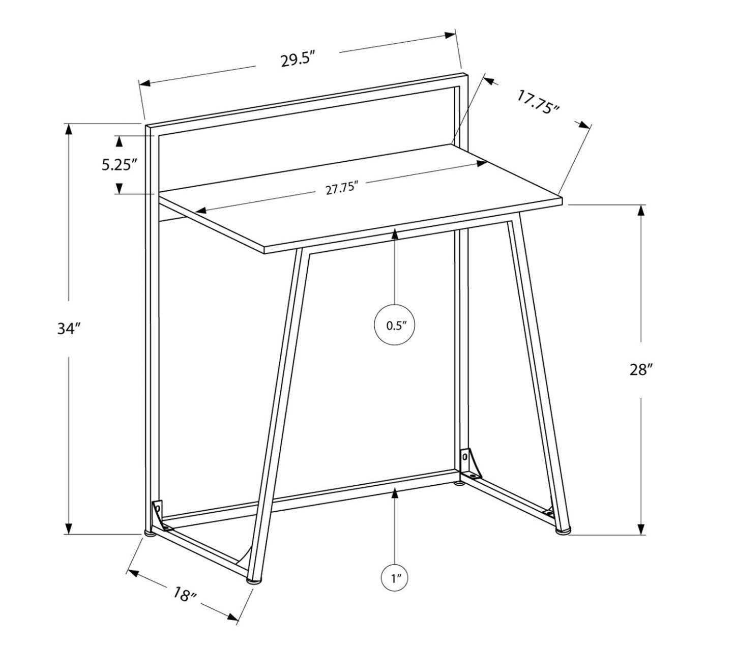 Bureau Garrett de 29,5 po pour jeunes - noir