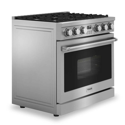 Thor Cuisine 6 Cu. Fort. Cuisinière à gaz professionnelle - ARG36 | Cuisinière à gaz professionnelle Thor Kitchen de 6 pi³ - ARG36 | ARG360SS
