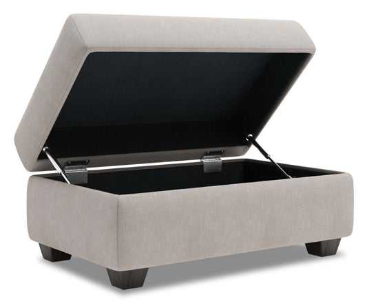 Fabriqué au Canada Pouf de rangement personnalisable The Trunk 39 en tissu d'apparence lin - gris Pax Slate | Pouf de rangement The Trunk de Sofa Lab de 39 po fabriqué au Canada en tissu d'apparence lin - gris Pax Slate | TRUN3049