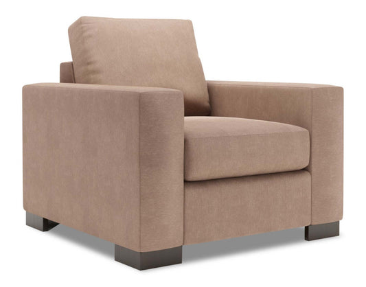 Fauteuil Track de Sofa Lab personnalisable de 38 po fabriqué au Canada en tissu d'apparence lin avec accoudoirs rectilignes - brun Pax Wicker | TR303349