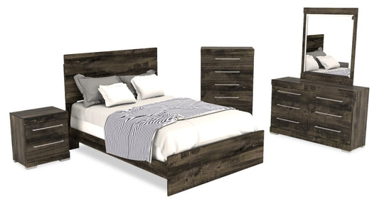 Commode de chambre à coucher Riley, 5 tiroirs, 31 l x 46 h, fabriquée au Canada - Gris | Commode verticale de chambre à coucher Riley de 31 po (L) x 46 po (H) à 5 tiroirs, fabriquée au Canada - grise